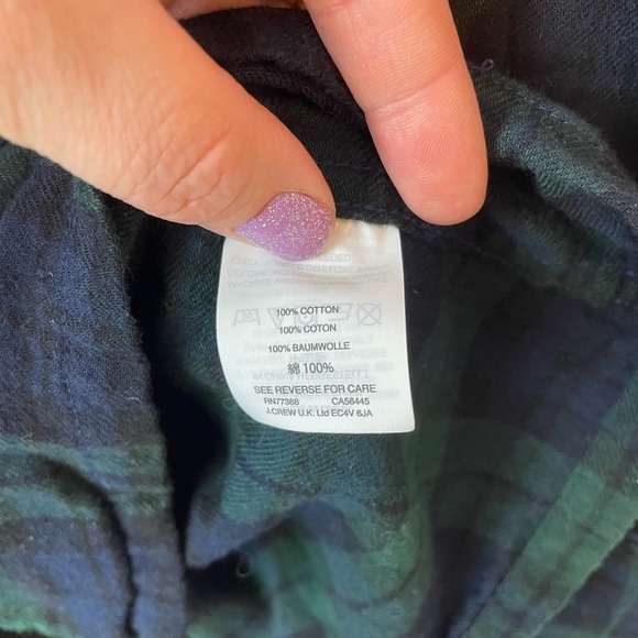 J. Crew Women’s Green and Blue Plaid Pajama Shirt Button Up Size Small - Picture 4 of 10